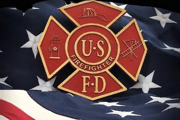 US Firefighter red marker displayed on an American flag background
