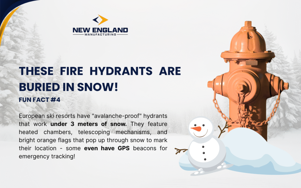 Orange European fire hydrant with avalanche-proof design for ski resorts under snow