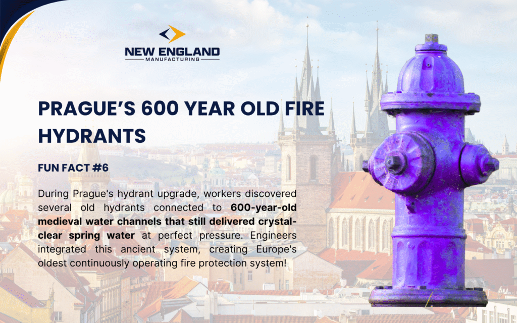 Purple European fire hydrant in Prague connected to 600-year-old medieval water system