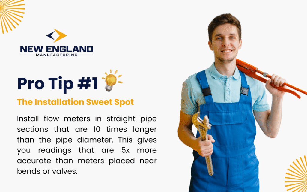Water flow meter types installation pro tip showing proper straight pipe placement for accurate readings