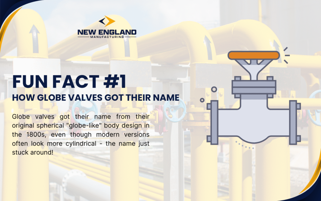 Globe valve fun fact infographic explaining how globe valves got their name from spherical body design